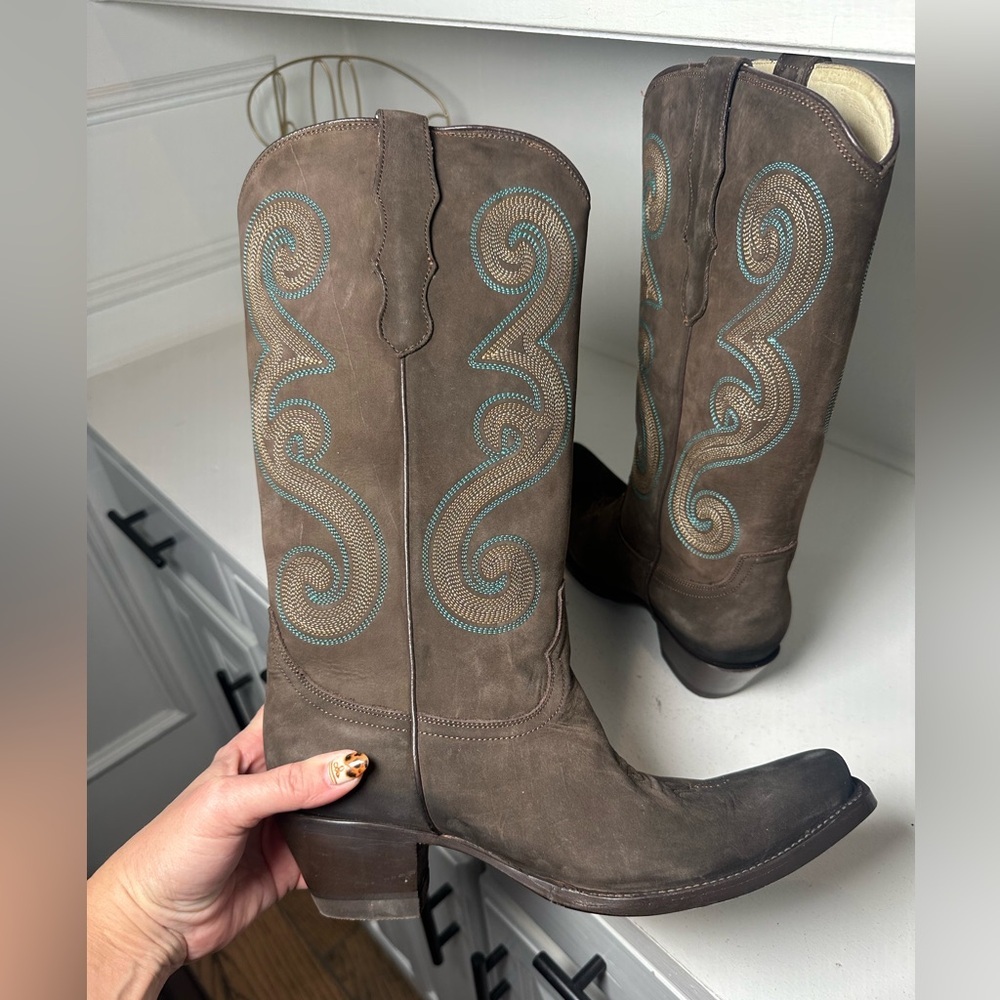 Rudel Women’s Brown Western Cowboy Boots Size 8.5 Embroidered Shaft Suede Mexico - Picture 7 of 10